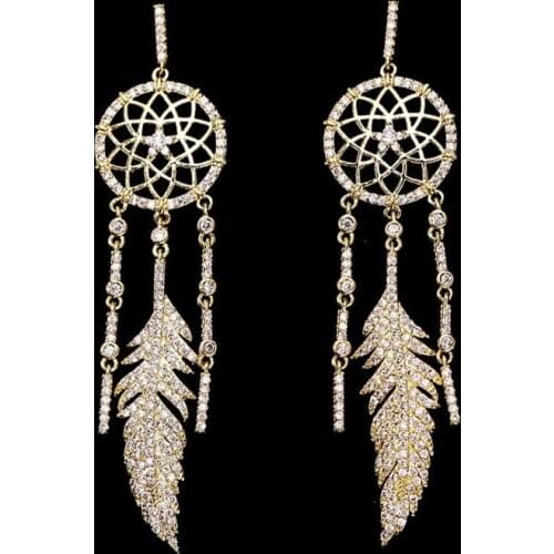 Red Trees Brand Design Vintage Bohemian Dream Catcher Earrings Sterling Silver Needle Feather Earrings Jewelry For Women