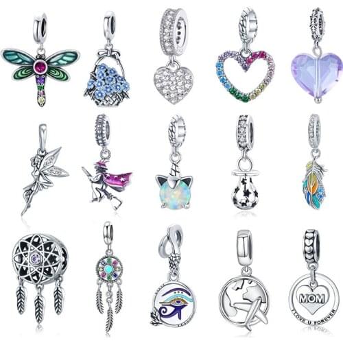 WOSTU Authentic 925 Sterling Silver Dreamcatcher Charms Pendant Fit Bracelets Women Party Fashion DIY Jewelry Gift Making