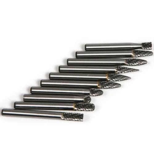 10pc 6mm shank Tungsten carbide Burrs for Rotary Drill Carbide Rotary Burrs Points File Grinder Cutter Bit