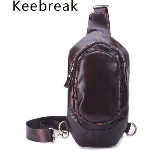 100% Genuine Leather Chest Bag Vintage Side Crossbody Bags for Men Cow Leather Sling Bag Man Chest Pack Male Tctical Handbags