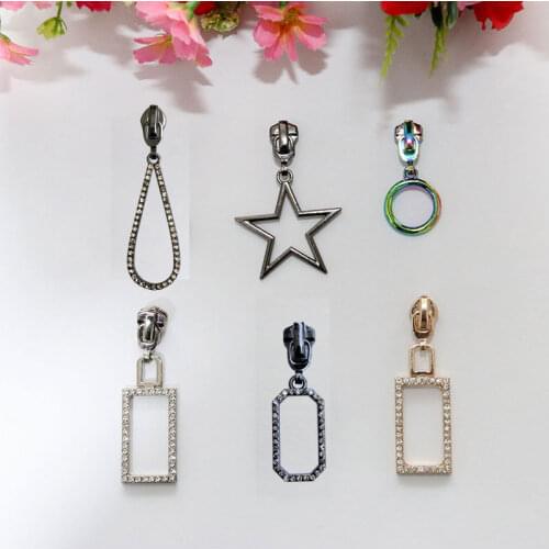 2pcs Zipper Sliders Metal NO.5 Zipper Head Square Star Pull Tab DIY Zip Replacement Repair Kit Garment Shoe Bag Accessories