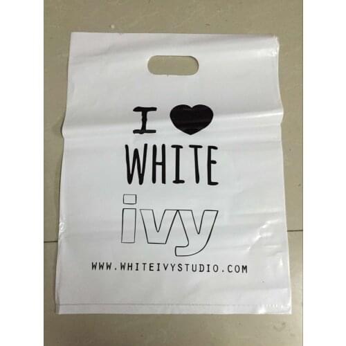 200PCS W25*H35cm(9.8' *13.8') cheap print logo make up plastic bags letter custom shopping chain cosmetic store carry bag