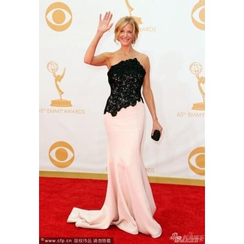2014 Red Carpet Black And Pink Lace Mermaid Anna Gunn Breaking Bad Emmy Awards Long Evening Dress Prom gown Celebrity dress