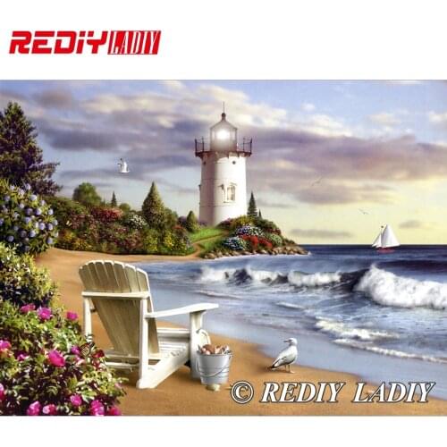 30cmx40cm 3D Accurate printed crystal beads embroidery set Lake castle beadwork crafts needlework beads cross stitch APT610