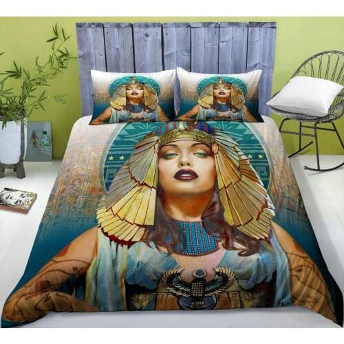 3D Vintage Queen of Egypt Bedding Set Duvet Covers African Woman Comforter Bedding Sets Bedclothes Bed Linen(No Bed Sheet)