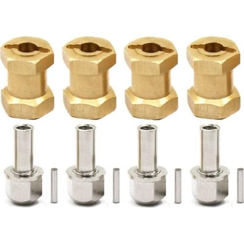 4PCS Brass 12MM Wheel Hex Extended Adapter Extension Combiner Coupler for 1/10 RC Crawler Car Axial SCX10 90046 D90