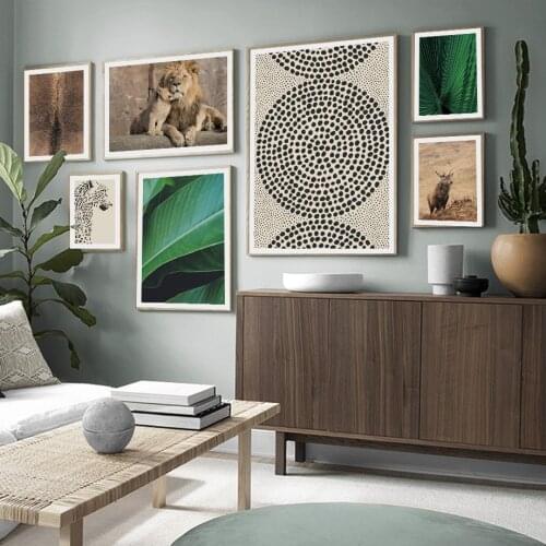 Lion Deer Plant Abstract Spotted Leopard Wall Art Canvas Painting Nordic Posters And Prints Wall Pictures For Living Room Decor