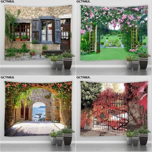 Large Tapestry Retro Style Natural Street Landscape Wall Hanging Tapestries Hippie Bohemian Bedroom Living Room Home Art Decor