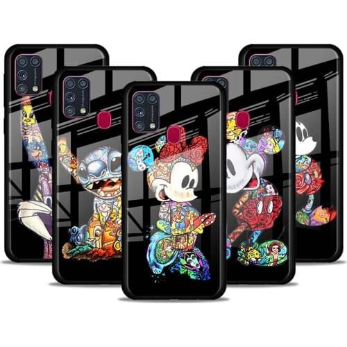 Mickey Tattoo Cartoon for Samsung Galaxy S21 Ultra A71 A51 4G 5G A91 A81 A41 A31 A21 A11 A01 Tempered Glass Phone Case
