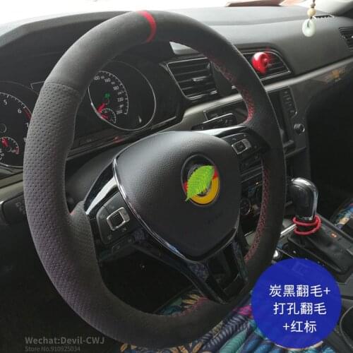 Steering wheel cover for VW Volkswagen Sagitar Lavida Magotan Passat Golf Lamando Tiguan Tayron Premium Suede leather Auto parts