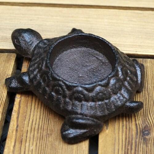 Old Industrial Heavy Animal Accents Tortoise Design Cast Iron Tea Light Candle Holder