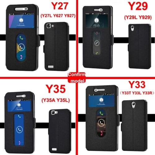 For vivo Y27 Y29 Y33 Y35 case open window leather cover For vivo Y27L Y627 Y927 Y29L Y929 Y33T Y33L Y33R Y35A Y35L flip Cases
