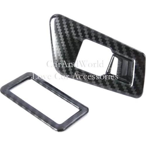 For Volkswagen VW T-Roc 2017 2018 Interior Rear Tail Door Trunk Switch Button Cover Trims Carbon Fibre Stickers Car Accessories