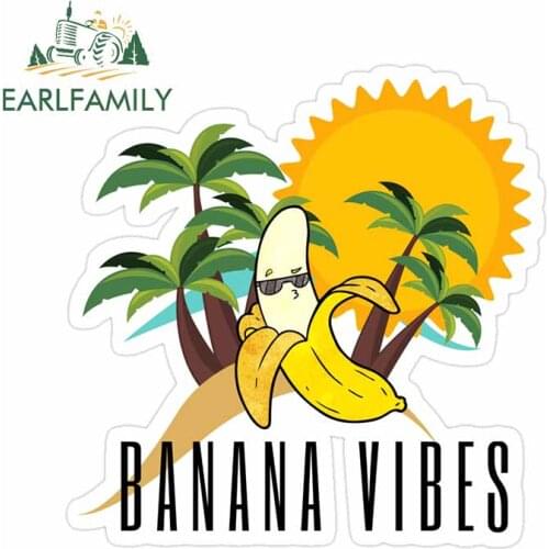 EARLFAMILY 13cm x 13cm For Cartoon Banana Creative Car Stickers Auto Refrigerator Decal Personality Windows Laptop Decoration