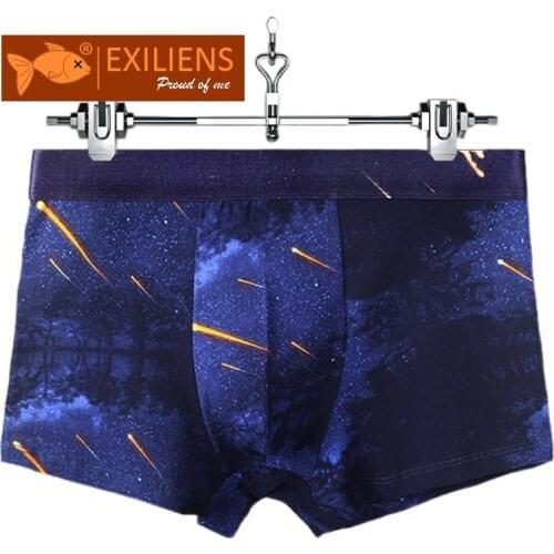 EXILIENS New Starry Sky Cotton Boxer Men Underwear Cueca Masculina Ropa Interior Hombre Mens Boxers Man Calzoncillos Homme L-3XL