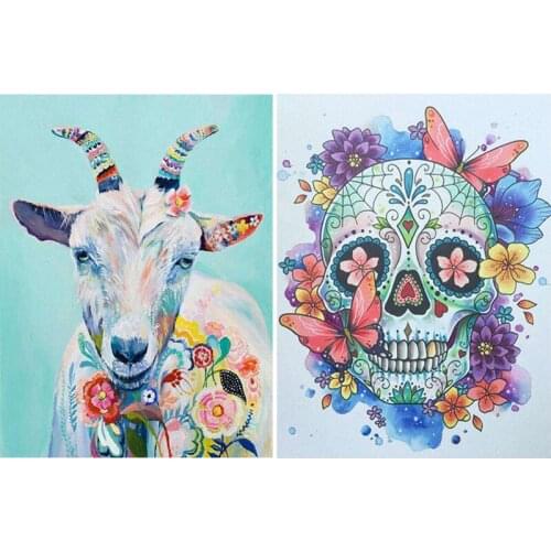 GLymg Diy Rubiks Cube Diamond 5D Diamond Craft Painting Flower Sheep Mosaic Diamond Embroidery Skull Diamond Wall Arts Decor