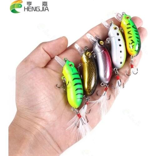 HENGJIA 5pcs Fishing Lures Crankbait 6cm 10g Dive Artificial Bait Plastic Hard Fishing Lures Fishing Bait