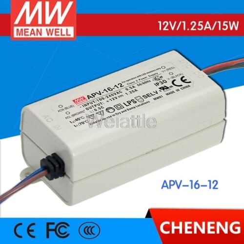 MEAN WELL original APV-16-12 12V 1.25A meanwell APV-16 12V 15W Single Output LED Switching Power Supply