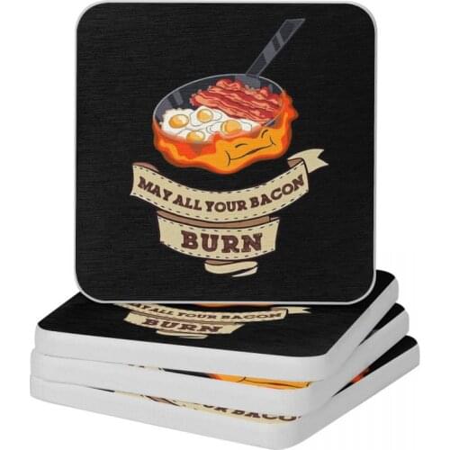 Calcifer. May All Your Bacon Burn Diatomite Square Round Coaster Water Absorption Cup Bonsai Mat Soap Toothbrush Pad 10x10cm