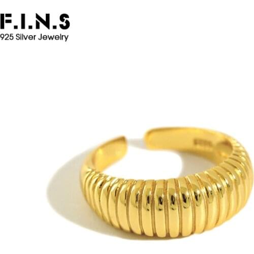 F.I.N.S Korean Fashion S925 Sterling Silver Rings Two-tone INS Simple Female Costume Ring Silver 925 Jewelry