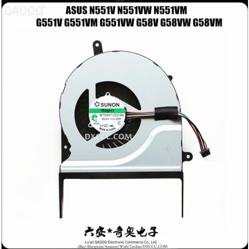 New Original Laptop Cpu Fan For Asus N551V N551VW N551VM G551V G551VM G551VW G58V G58VM G58VW Cpu Cooling Fan MF75090V1-C332-S9A