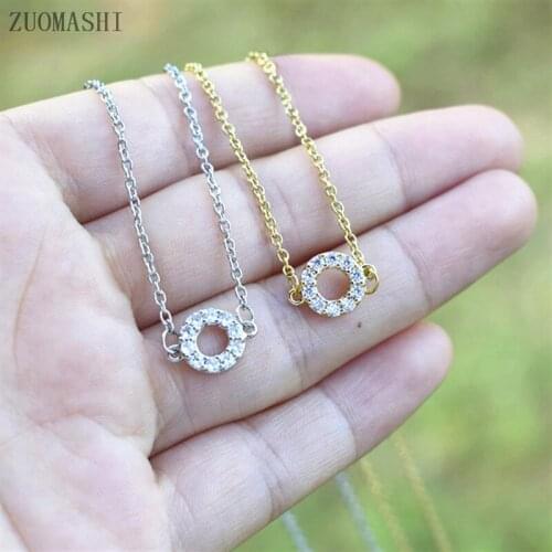 Small Diamond Circle Necklace Pave Circle Pendant Simple Dainty Jewelry For Women Circle of Life Necklace Birthday Gift For her