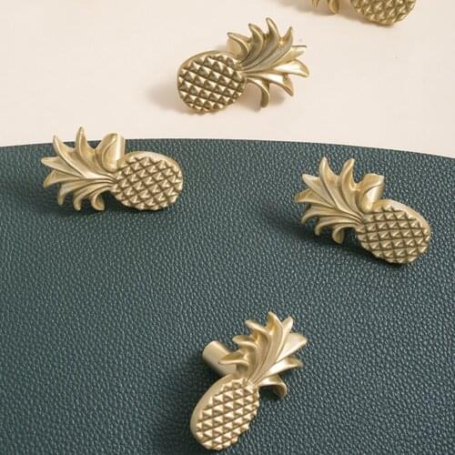 MFYS Pineapple Shape Brass Furniture Handles Gold Door Knobs Handles for Cabinets and Drawers Modern light luxury Pulls Knobs