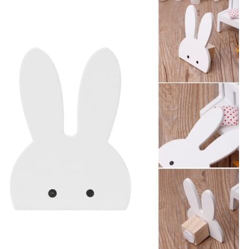Cute Bunny Rabbit Wooden Hook Clothes Hooks On Wall Decorate Kids Children Room ECO Friendly Wall Hanger Hooks White