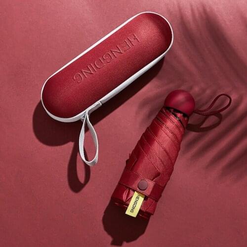 Hot Sale Ultra Light Small Sun Umbrella Female UV Visor Black Plastic Sunny Umbrella Pocket Sun Umbrella