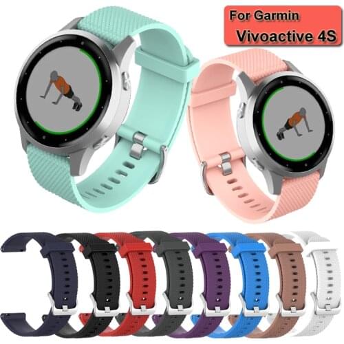 Fashion 18MM Sport Wrist Strap For Garmin Vivoactive4S Texture Silicone Smart Watch Bracelet Replace Wristband Accessories