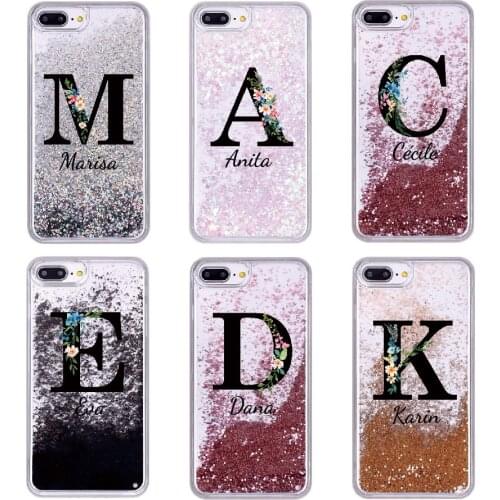 Personalization Custom Float Glitter Sparkle Rose Gold Floral Soft Phone Case For iPhone 12 11 Pro XS Max 7 7Plus 8 8Plus X XR