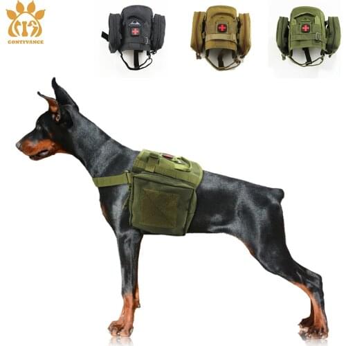 K9 Tactical Dog Harness Equipment Dog outdoor assault training vest Set Durable 1000D Nylon Fabric Carry Tactical Bag & Velcro