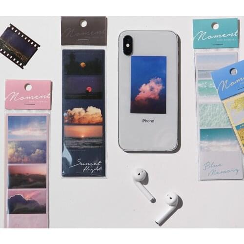 3 Pcs/pack Ins Style Landscape Art Korean Sticker Sunset Flighting Scrapbooking Planner Diary Cell Phone Deco Sticker Stationery