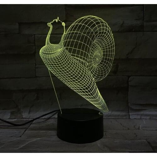 Baby Room Table Lamp Touch Switch Snail 3D Illusion Night Light LED Acrylic Nightlight Kids Gift Bluetooth Base Home Party Decor