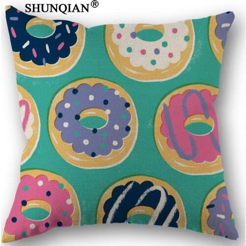 Custom donuts pattern Printed Canvas Pillowcase 45x45cm one sides Wedding Decorative PillowCase Cotton Linen Pillow Cover