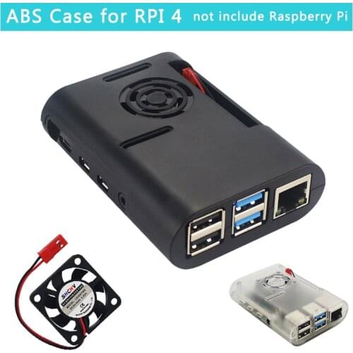 Latest Raspberry Pi 4 ABS Shell Transparent Black Case Enclosure Box compatible Cooling Fan for Raspberry Pi 4 Model B