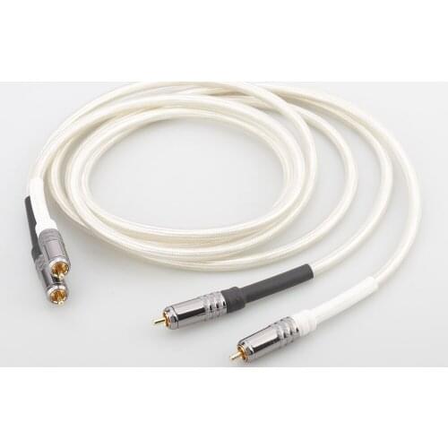 Pair Silver Plated RCA Audio Cable HIFI RCA Cable Interconnect Audio Cable