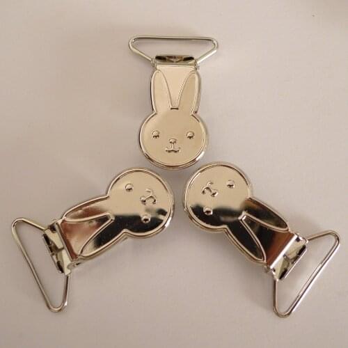 25pcs 1'' 25mm Silver Color Rabbit Shape Suspender Clips
