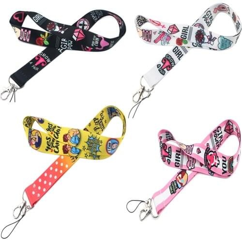 Feminism Girl Power Neck Strap Keychain Lanyard For Keys USB ID Badge Holder Necklace Mobile Phone Rope Keycord DIY Webbing