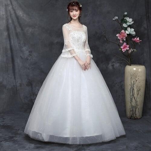 Wedding Dresses Lace Up Plus Size Wedding Dress 2020 New Style Half-sleeve Ball Gowns Bride Large Size Dresses