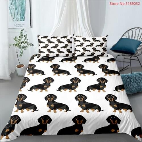 Dachshund Duvet Cover 2/3 Piece Cute Dogs Kid Bedding Sets 3D Printing Bedspread Cartoon Bed Quilt Cover Pillowcase Home Bed Set
