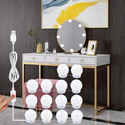 USB 5V Makeup Mirror Light Wall Lamp LED Hollywood Style Dimmable Vanity Light Bulbs for Dressing Table Bathroom Wall Mirror