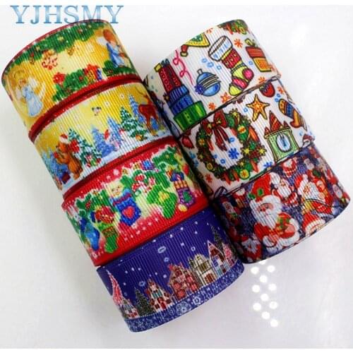 YJHSMY D-17817-742,25 mm 5 yards Christmas Thermal transfer Printed grosgrain Ribbons,clothing Accessories DIY package Material