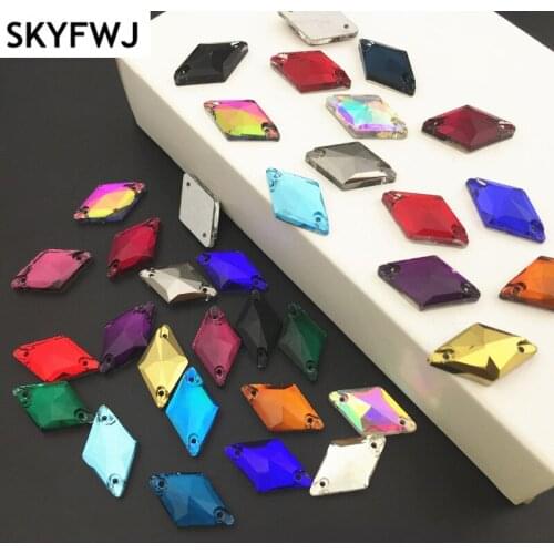11x19mm More Colors Glass Rhombus Shape Sew On Rhinestone Flatback Sewing Crystal Stones Dress Jewelry Making