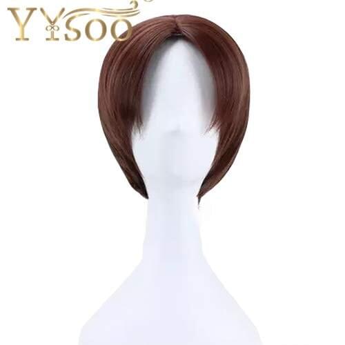 YYsoo Mens Cosplay Wig Short Synthetic Hair Mans Short Brown Wig Halloween Party Used Full Machine Made Wig No Lace Wig For Men