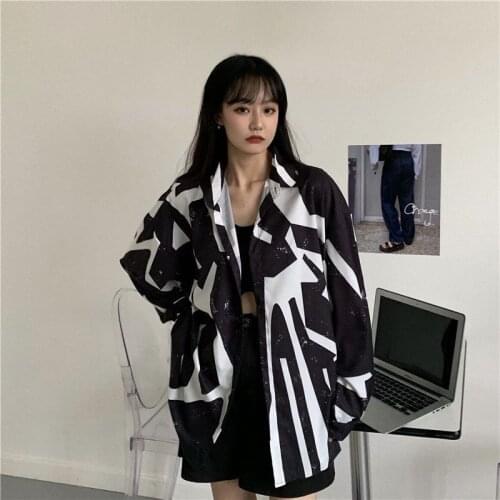 Design Sense Minority Long Sleeve Shirt Korean Loose Fat Sister Large Womens Autumn Hong Kong Style Shirt Vintage Long Sleeve