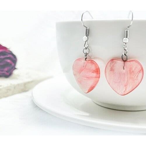 Natural Stone Heart-Shaped Pendant Womens Earrings for Women Earings Fashion Jewelry 2020 Korean Fashion Statement Earrings