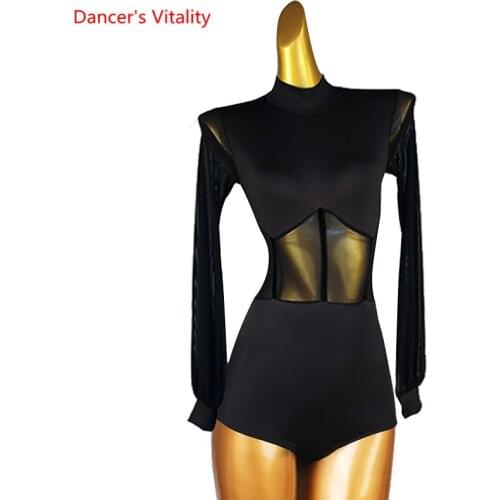 Latin dance Clothing women Adult child Profession Custom Long Sleeves ballroom dance Top black tops for women dance wear