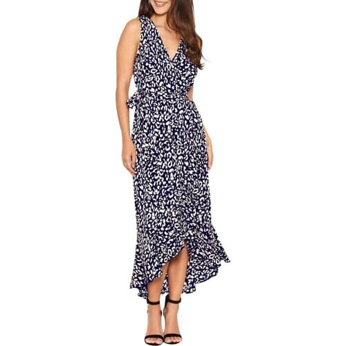 Summer Elegant Sexy V Neck Beach Long Dress Women Print Polka-Dot Drawstring Ladies Boho Dress Female 2021 Fashion Vestidos D30