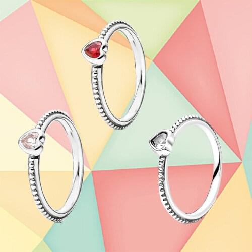 Kakany High Quality 925 Sterling Silver Heart-shaped Zircon Ring, Girl Fashion Temperament Anniversary Gift Wholesale Jewelry